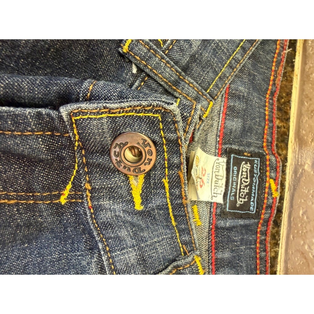 Vintage Y2K Original Von Dutch Low Rise Jeans Graphic Flare EUC Size 26 - Picture 4 of 9